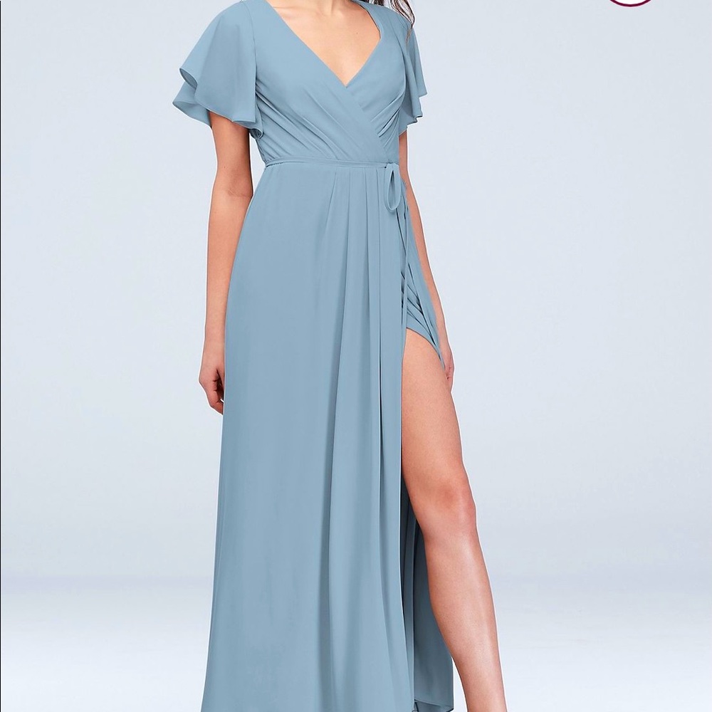 Flutter Sleeve Georgette Wrap Bridesmaid Dress